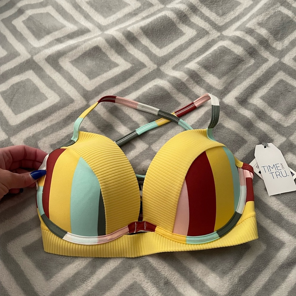 NWT Time & Tru Multi Colored Bikini Top